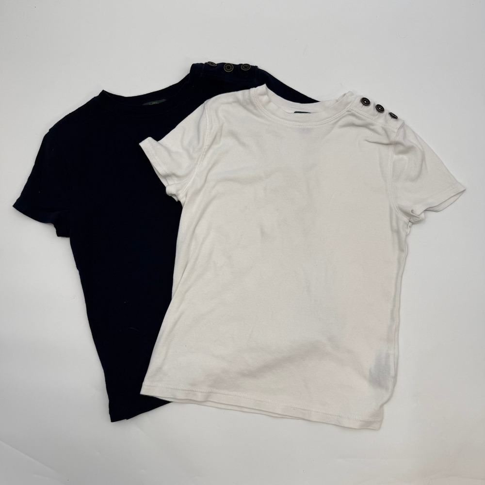 Lauren Ralph Lauren Womens Size Medium Shirt Bundle Navy White Button Cotton